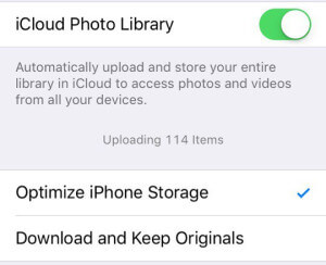 Optimize iphone storage vs download and keep originals 2
